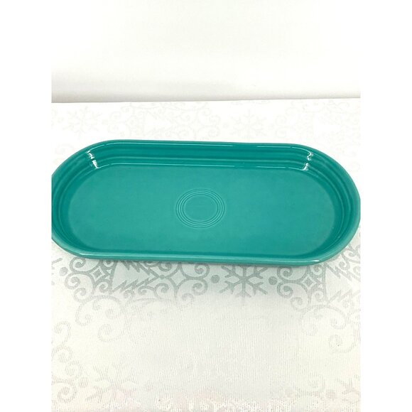 Fiesta HLC USA Turquoise Oval Bre Serving Platter 12" x 5 3/4" Ceramic Dinnerwar - Picture 2 of 6